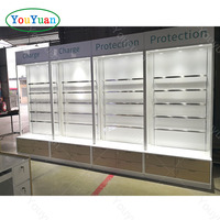 Vitrine moderne en verre trempé avec options en métal/MDF/contreplaqué pour atelier de réparation de téléphones et d'ordinateurs, armoire à accessoires pour téléphones