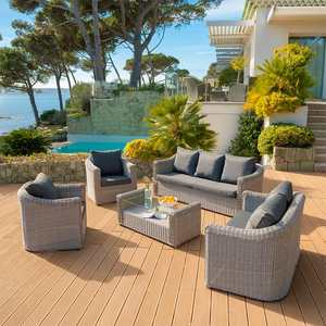 Ensemble <span class=keywords><strong>de</strong></span> 7 meubles <span class=keywords><strong>de</strong></span> <span class=keywords><strong>salon</strong></span> <span class=keywords><strong>de</strong></span> <span class=keywords><strong>jardin</strong></span> en rotin brun tressé européen avec coussins imperméables pour <span class=keywords><strong>jardin</strong></span>, véranda, hôtel - Product Image 3