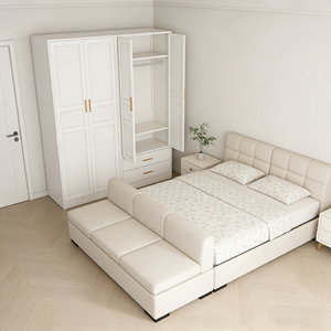 Nordic Luxury 4-Door Bedroom Wardrobe | Steel Door Upgrade Option | 160cm Wide Adjustable <strong>Large</strong> Storage <strong>Closet</strong> - Product Image 3