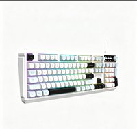 Nouveau clavier de jeu à membrane rétroéclairé RGB filaire USB Type A Jedel 104 touches avec bouton rotatif Plug and Play taille standard