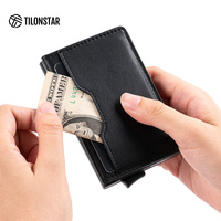 Dompet Pop Up Anti RFID Kulit Aluminium Tipis Tempat Kartu Bisnis Logo Kustom TILONSTAR TVC109