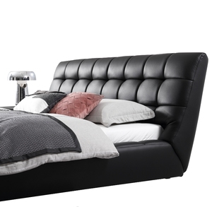 Роскошный 1,8 м итальянский минималистский дизайнерский стиль двуспальная кровать первый слой из воловьей кожи Губка кожа современная спальня - Product Image 4