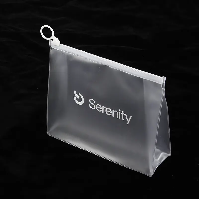 Biodegradable Customized Printing Logo Clear Black PVC Zip lock Slider Plastic Bag For Clothing Make up Packaging Zipper Pouch