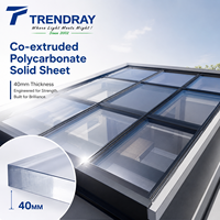 Vente en gros de panneaux transparents résistants aux UV de 30 mm, 35 mm et 40 mm, en polycarbonate extrudé solide