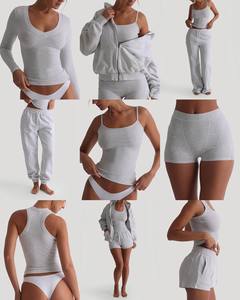 Vestito <span class=keywords><strong>donna</strong></span> 2024 <span class=keywords><strong>abbigliamento</strong></span> personalizzato 2 pezzi Set da <span class=keywords><strong>donna</strong></span> cotone Loungewear Basic top t-shirt con cappuccio Leggings due pezzi Set da <span class=keywords><strong>donna</strong></span> - Product Image 3