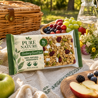 Sacs d'emballage personnalisés pour barres protéinées, pochettes imprimées, film d'emballage flow-pack pour aliments nutritionnels et de fitness