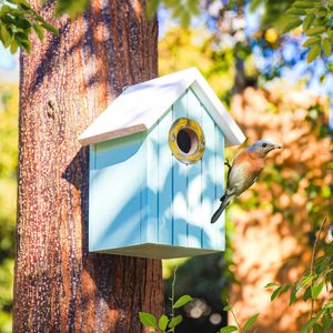 <span class=keywords><strong>Casa</strong></span> de pájaros de madera de cedro Art <span class=keywords><strong>Deco</strong></span> para exterior, jardín colorido, <span class=keywords><strong>casa</strong></span> decorativa de madera Bluebird - Product Image 1