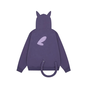 ZS invierno hombres mujeres gato oreja cola lindo sudaderas con capucha 400gsm algodón Sudadera con capucha pulóver Unisex diseño único bordado logotipo personalizado Sudadera con capucha - Product Image 2