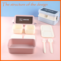 Lonchera Bento de Estilo Japonés, Linda y de Diseño Reciente, con 3 Compartimentos, Apta para Microondas, Hermética y Resistente a Fugas, para Adultos