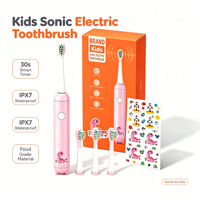 Sikat Gigi Elektrik Sonic Isi Ulang untuk Anak-anak, Timer Pintar, Bulu Sikat Lembut, Tahan Air IPX7 dengan Stiker Dinosaurus DIY untuk Anak Laki-laki dan Perempuan