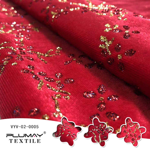 Nuevo diseño 95% Poliéster 5% Spandex Tela de terciopelo de Corea con brillo dorado para prendas de vestir - Product Image 3