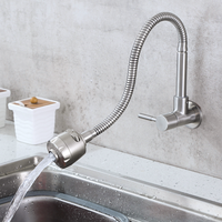 Robinet de cuisine commercial élégant en acier inoxydable, simple tuyau flexible brossé à froid, 2 fonctions