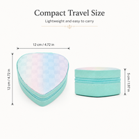 Boîte à bijoux en cuir PU en forme de cœur, étui de rangement pour bijoux de voyage avec fermeture éclair pour bagues, boucles d'oreilles, colliers
