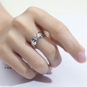 Messi Gems Jewelry <span class=keywords><strong>Hola</strong></span> Diamond Real 14K Gold 4,8mm Lab Diamond Compromiso Anillos de boda para mujeres - Product Image 2