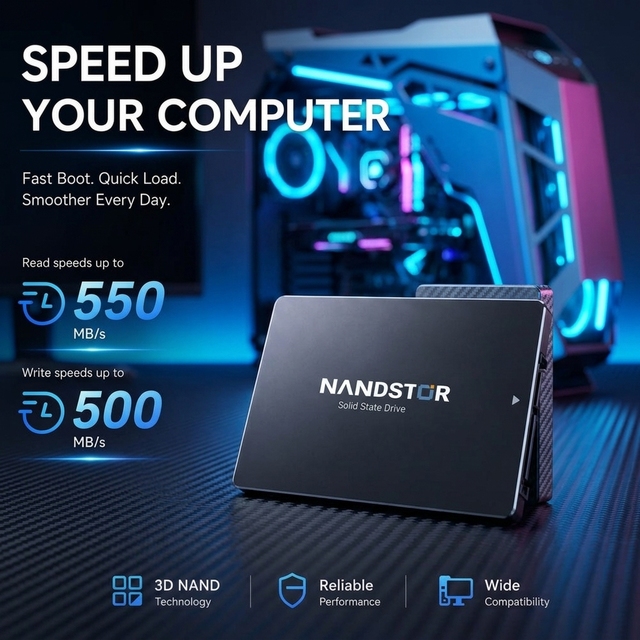 Nandstor OEM SATAIII SSD 2.5 Inch SSD 1TB 512GB 500GB 256GB Hard Drive Custom Logo Internal Solid State Drive for Desktop Laptop