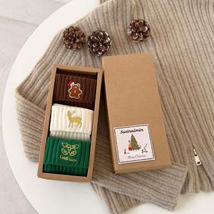 क्रिसमस के मोजे उपहार बॉक्स उपहार मोजे शरद ऋतु सर्दियों की खूबसूरत महिलाओं के लाल नए साल के कपास मोजे क्रिसमस - Product Image 5