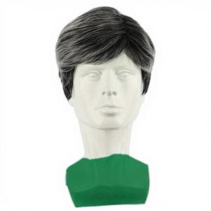 วิกผมหยิกสั้นสีดำสำหรับผู้ชาย วิกผมสังเคราะห์แบบหนาพร้อมหน้าม้ายาว สไตล์ตะวันตก - Product Image 2