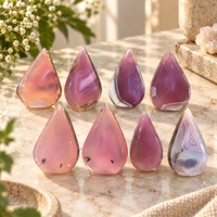 Ornement en Agate Rose Teintée en Forme de Goutte d'Eau, Sculpture de Pierre Précieuse Polie pour Décoration de Table et d'Intérieur