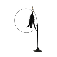 Jouet interactif pour chatons avec ventouse, plume en fil d'acier et clochette, durable et résistant aux morsures, pour le jeu autonome