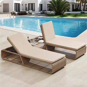 Chaise longue d'extérieur en rotin, imperméable, usage commercial, design minimaliste moderne, piscine, plage, hôtel, resort, jardin, loisirs - Product Image 2