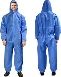 Combinaisons jetables Hubei Haixin pour hommes et femmes, combinaison de protection bleue, résistante à l'eau, en SMS polypropylène, combinaison de peintre avec capuche - Product Image 1