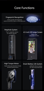 ระบบล็อคอัจฉริยะแบบอัตโนมัติเต็มรูปแบบ ป้องกันการโจรกรรม รองรับ Tuya Wifi  พร้อมระบบจดจำใบหน้า 3 มิติ และหน้าจอ 4.5 นิ้ว - Product Image 3