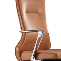 Chaise de bureau de direction en cuir PU MIGE moderne, à dossier haut confortable, réglable en hauteur, pivotante à 360 degrés, avec base en aluminium