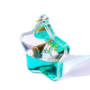 Portachiavi a forma di stella enorme a forma di portachiavi liquido per acqua pentagramma portachiavi 3D flottante pieno di Glitter per animali da nuoto portachiavi per borsa - Product Image 4