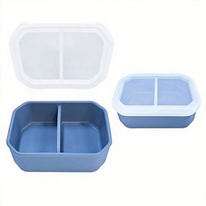 Lonchera de Silicona Más Vendida Transfronteriza, 2 Compartimentos, Capacidad de 301-500 ml; Contenedor Portátil para Comida con Tapa para Estudiantes/Oficina - Product Image 3