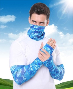 Camouflage couleur unie cyclisme masque facial ensembles Protection solaire bras manches en plein air multifonction sport manches - Product Image 5