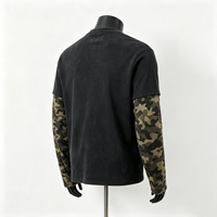 T-shirt Henley à manches longues pour homme, noir délavé, imprimé camouflage, 100% coton, 320g, coupe oversize, style streetwear, personnalisable OEM/ODM