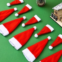Décorations de Noël, mini chapeau de Noël, housse en tissu polaire pour couteau et fourchette, modèle D4, emballage en sac OPP