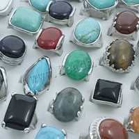Bagues en alliage de Zinc avec pierres précieuses naturelles, anneaux mixtes, couleur platine, plusieurs tailles, pour femmes et mixtes, à la mode, livraison gratuite