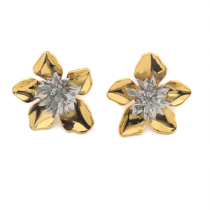 Fashion <b>Stud</b> <b>Earrings</b> 316L Stainless Steel PVD Gold Plating Sustainable Resistant Flower Design - Product Image 2