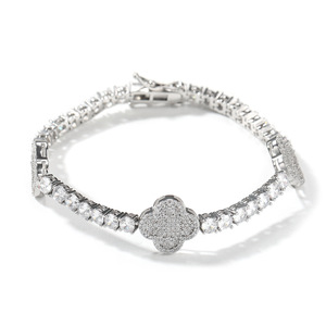 Collares de Hip Hop para mujer, joyería de moda, diseño de lujo, pulsera de trébol de cuatro hojas, collar de tenis de Latón chapado en oro y plata - Product Image 4