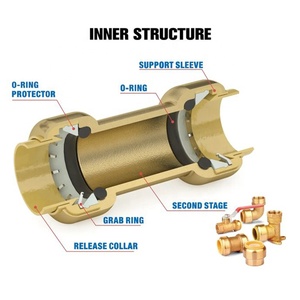 Lead Free Brass Sharkbite Push Fit Fittings Sharkbite Push Connect Fitting Coupling <strong>Plumbing</strong> for PEX <strong>Copper</strong> PVC Water <strong>Supply</strong>