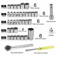 Vente en gros 40 pièces 3/8 Allemagne Kit d'outils de réparation automobile Jeu de clés à douille à cliquet avec outils de véhicule de haute qualité