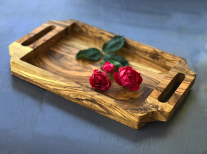 Bandeja de Madera de Olivo Vintage de Calidad con Asa para Té, Comida y Aperitivos - Product Image 3