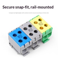 Boîtier de jonction en aluminium pour rail UTJ5, 1 entrée 1 sortie, courant élevé 145A, 50mm, 90 bornes