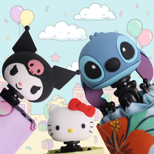 Parapluie pliable mignon et classique avec poignée 3D en pongé, motif IP, protection UV portable contre le soleil et la pluie - Product Image 2