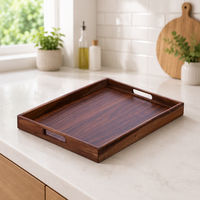 Plateau rectangulaire en bois de noyer pour thé à bulles, gâteaux, pain, petit-déjeuner, collations, fournitures hôtelières, plateau à thé pour restaurant