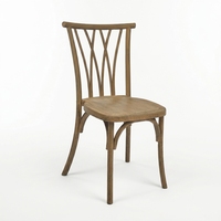 Chaise en résine Willow empilable et confortable, robuste (1000 lbs), pour la location, événements, mariages, avec dossier en X, vente en gros