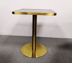 Chải vàng cơ sở thép không gỉ màu đen hàng đầu nhà hàng Bistro vuông cạnh tròn ăn uống giọng bên bàn nhỏ Bàn cà phê - Product Image 4