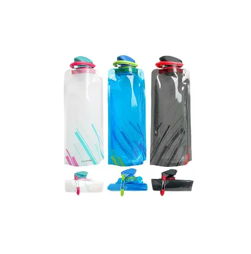 Botol air besar dapat dilipat Logo kustom botol air portabel sepenuhnya dilipat untuk lari bersepeda luar ruangan