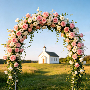 Arco decorativo en forma de U con flores artificiales para decoración de bodas y fiestas. - Product Image 5