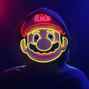 Máscaras Luminosas de <span class=keywords><strong>Mario</strong></span> con Luz Fría LED, Máscaras de Anime de Dibujos Animados para Fiestas de Disfraces - Product Image 2