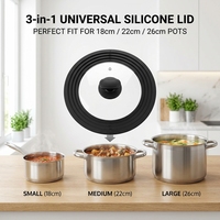 Tutup Panci Masak Kaca Temper Silikon Ramah Lingkungan Warna Hitam/Abu-abu Universal Multi-Ukuran Langsung dari Pabrik CnSneg, Serbaguna