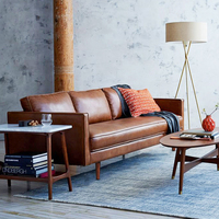 Ensemble de canapés en cuir Chesterfield, meubles de salon rétro personnalisés