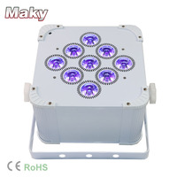 9 pièces 6in1 IR télécommande 2.4G Sans Fil DMX A MENÉ La toile de fond de mariage lumière 9 pièces 18w a mené la lumière Par plat 6in1 RGBAW + UV batterie