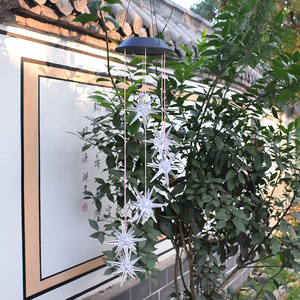 Oem Dll383 Campanella a Vento Solare con Pannello Solare, Lampada LED, Ornamenti da Giardino Sospesi, Luci a Campana a Vento a Forma di Riccio Marino per Esterni - Product Image 6